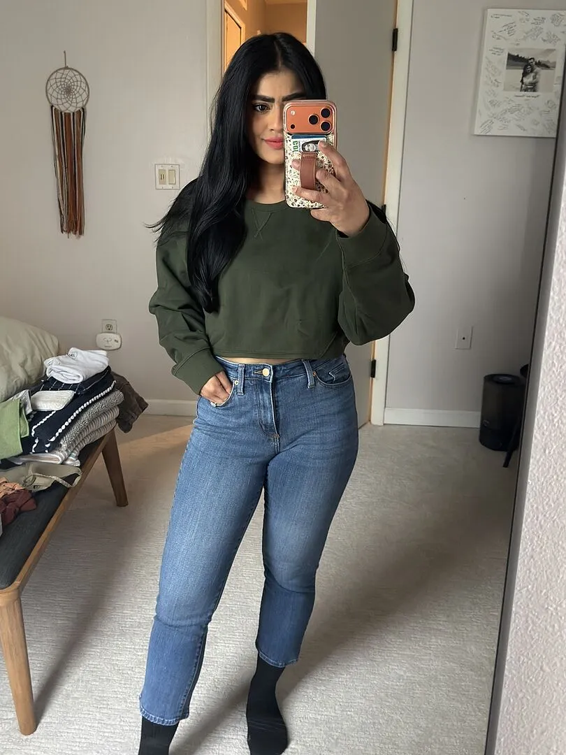 Beyond Yoga LuxeFleece Cropped sweatshirt Marine Blue blå