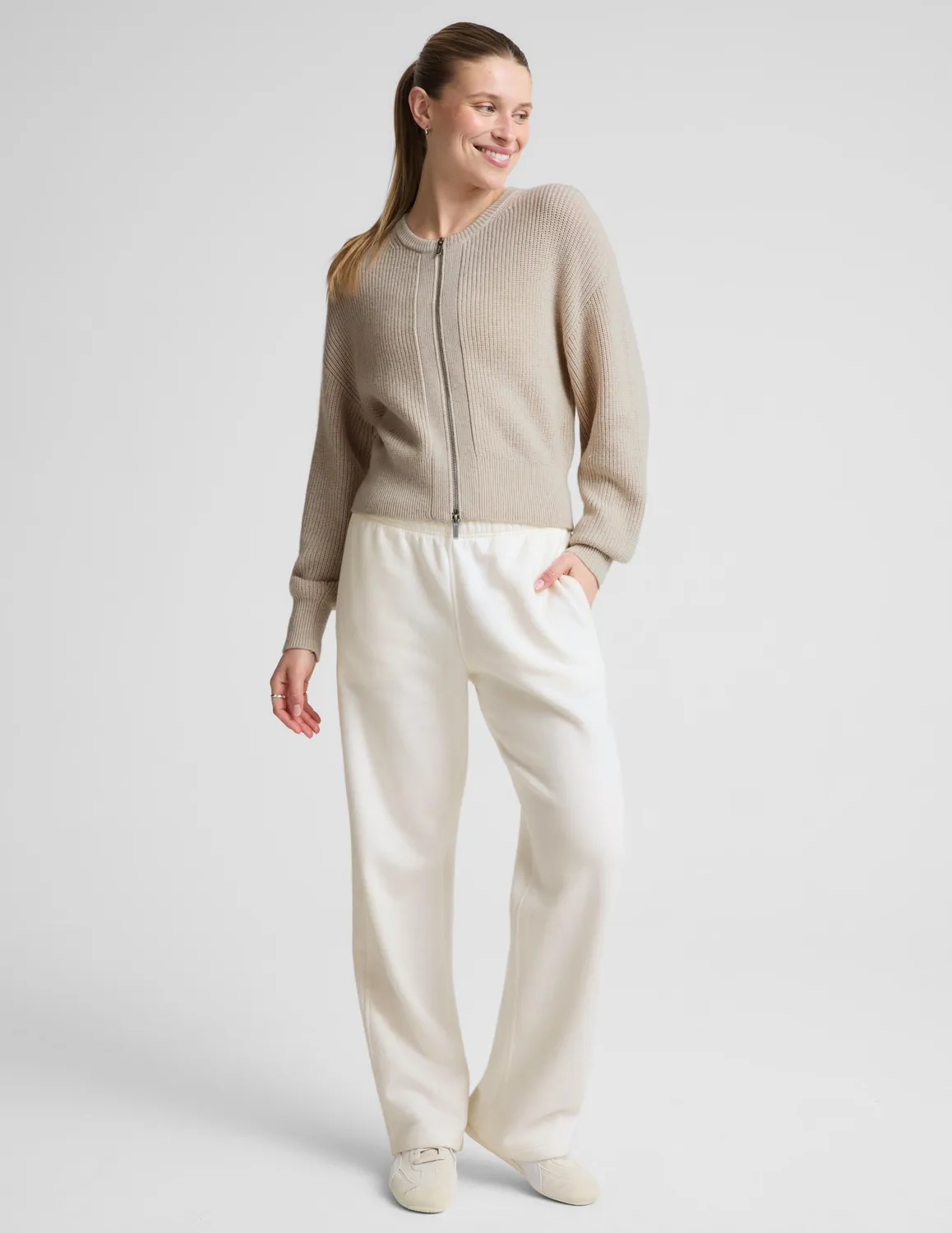 Beyond Yoga Two-Way Zip Cardigan kofta Oat Heather