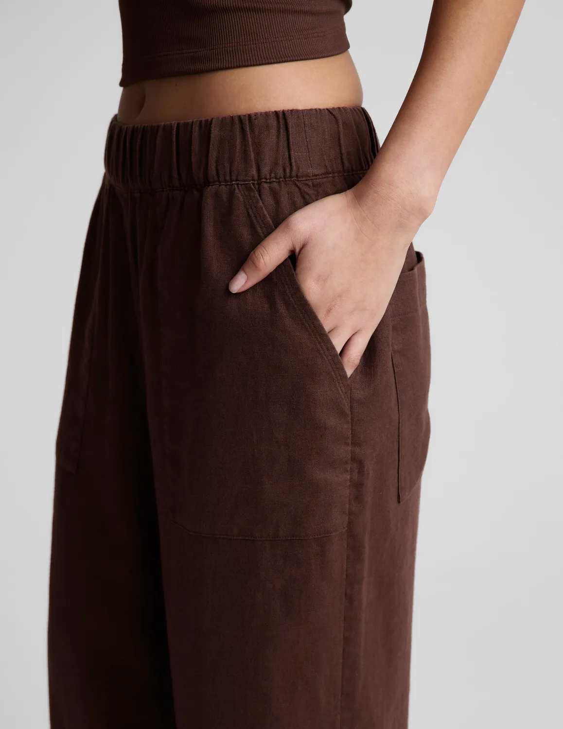 Beyond Yoga SoftWash Linen Easy Wide Leg Pant 31 Iced Mocha