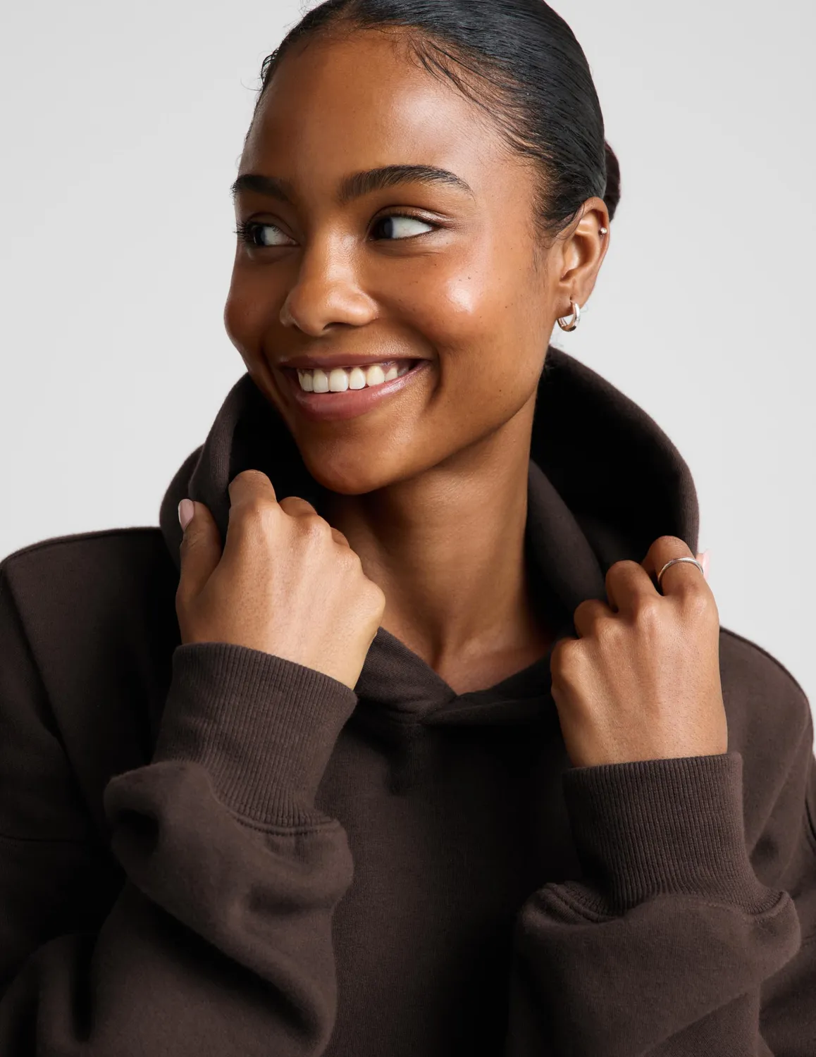 Beyond Yoga LuxeFleece 2.0 Hoodie hoodtröja Dark Chocolate bomull
