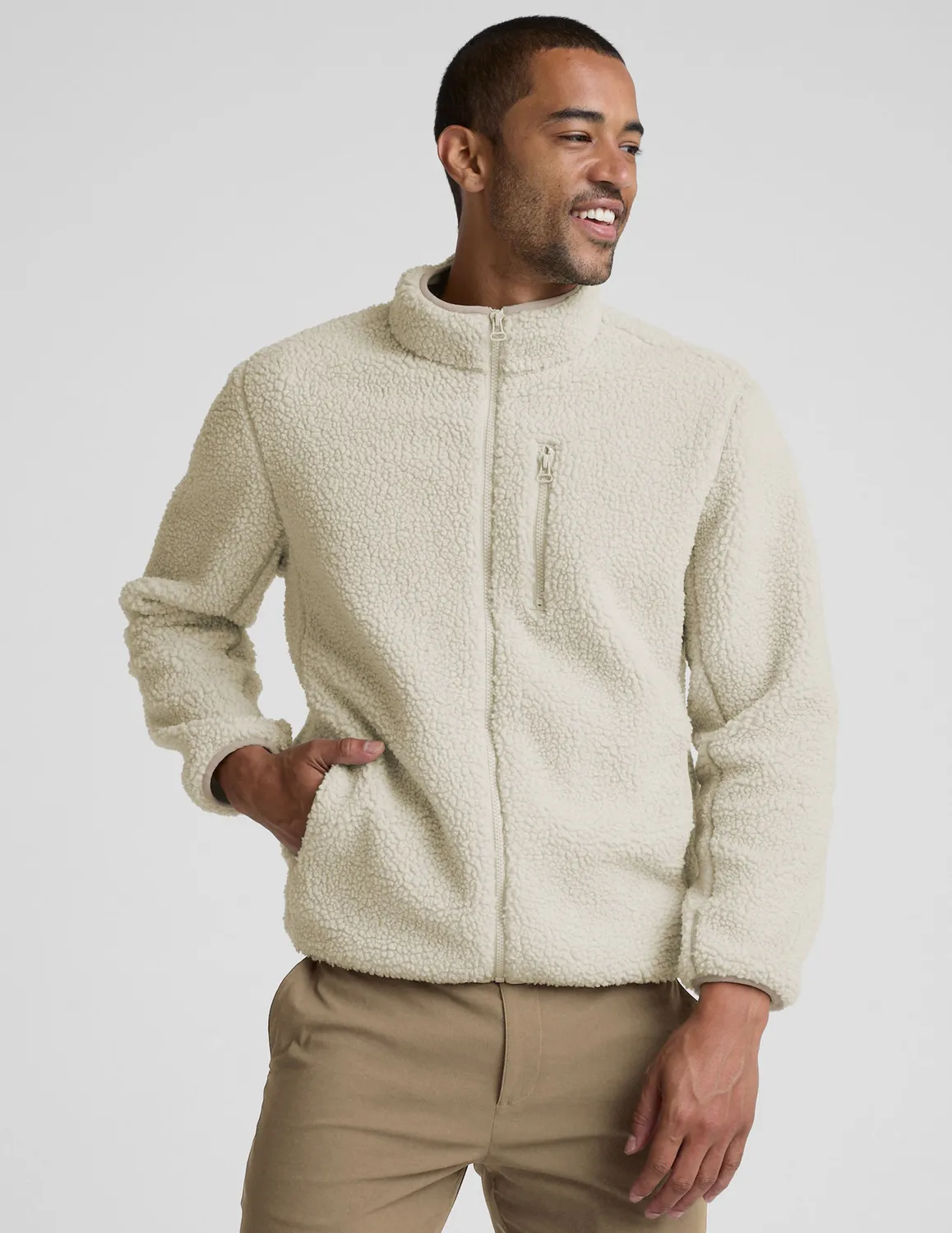 Beyond Yoga Boucle Fleece zipjacka Sand mjuk