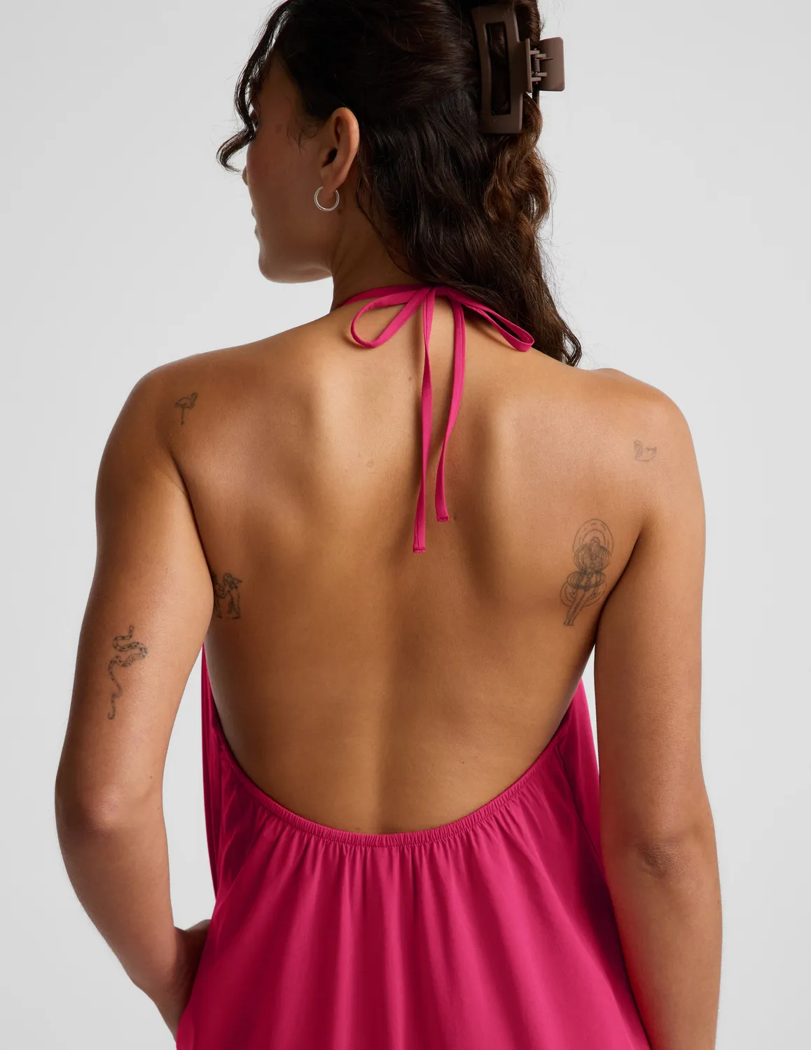 Beyond Yoga Go With The Flow halter maxiklänning Berry Red ankellång