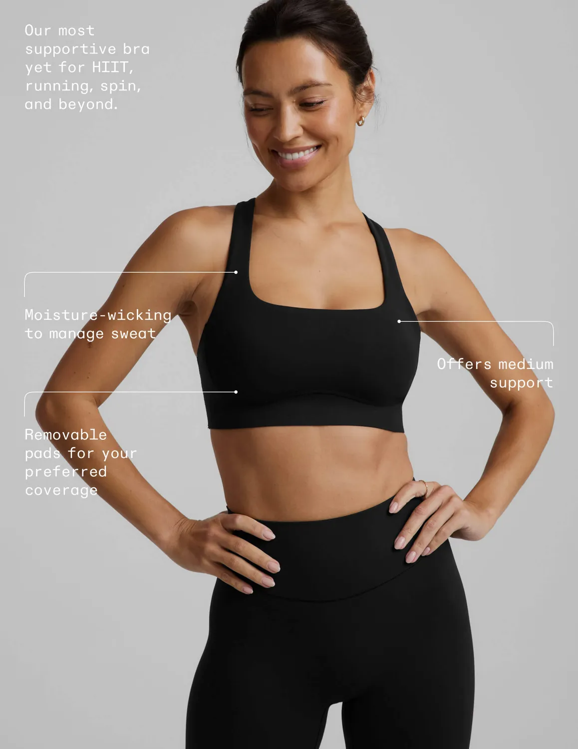 Beyond Yoga Glowzone Medium Impact sport-bh Pitch Black medelstöd
