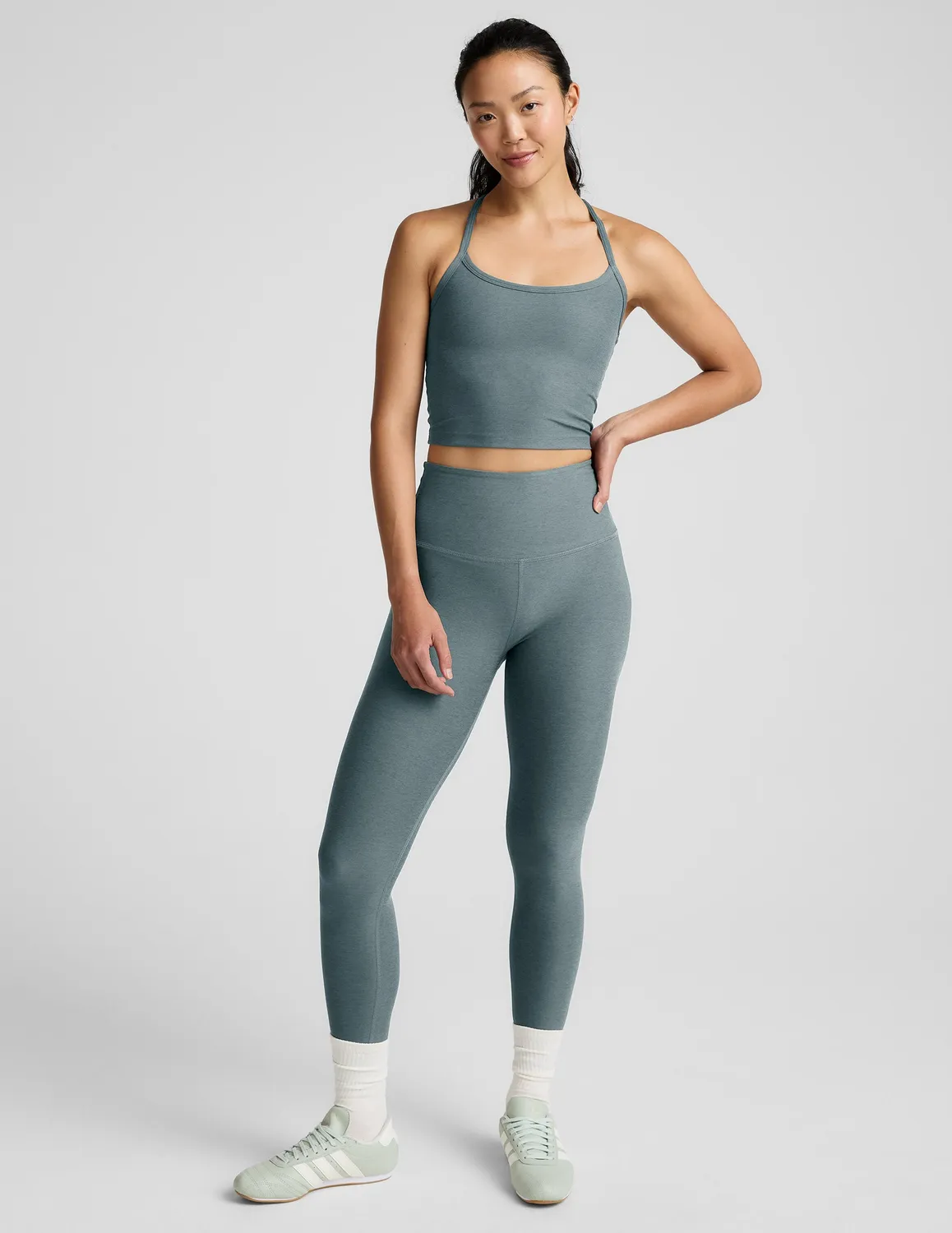 Beyond Yoga Spacedye Slim Racerback Cropped Tank linne Storm med BH