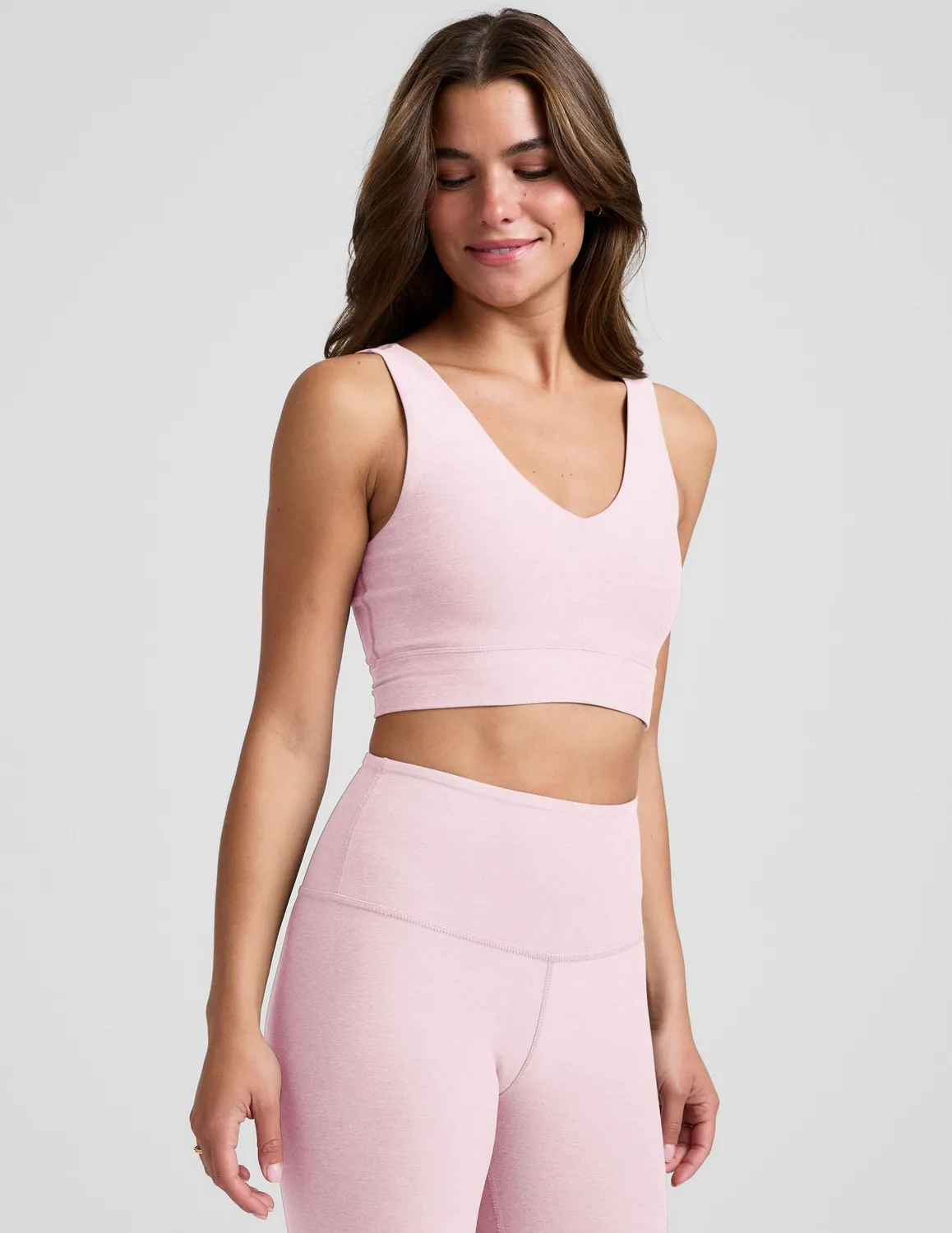 Beyond Yoga Spacedye Good Day Long Line sport-bh Frosty Pink Heather mjuk