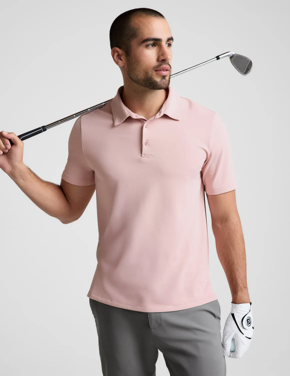 Beyond Yoga All In Active Men's Polo pikétröja Umber Pink fukttransporterande