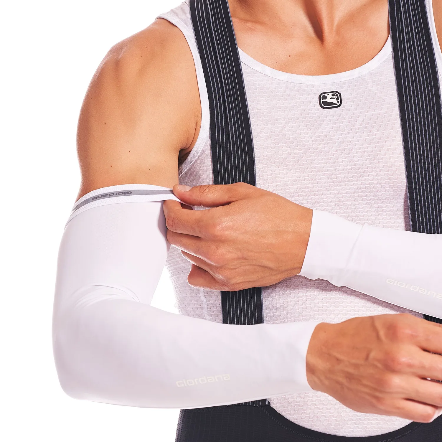Giordana Sun Sleeves armvärmare vit UPF 50+