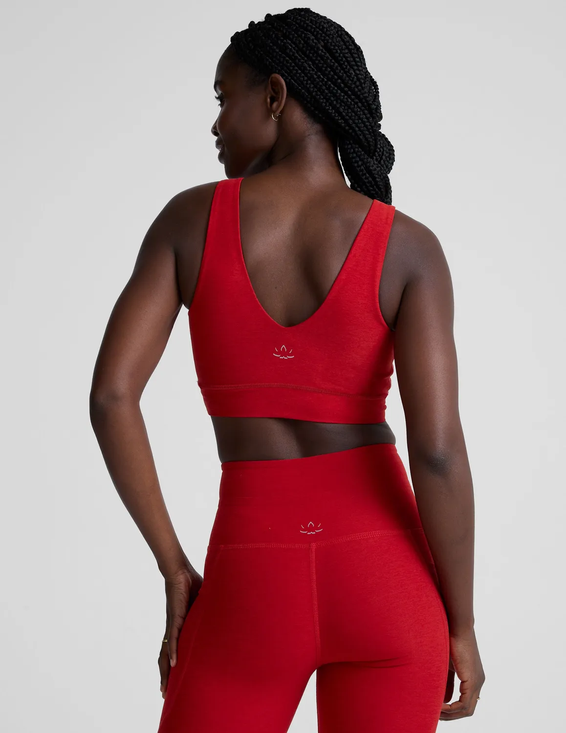 Beyond Yoga Spacedye Good Day Long Line sport-bh Holly Red Heather mjuk