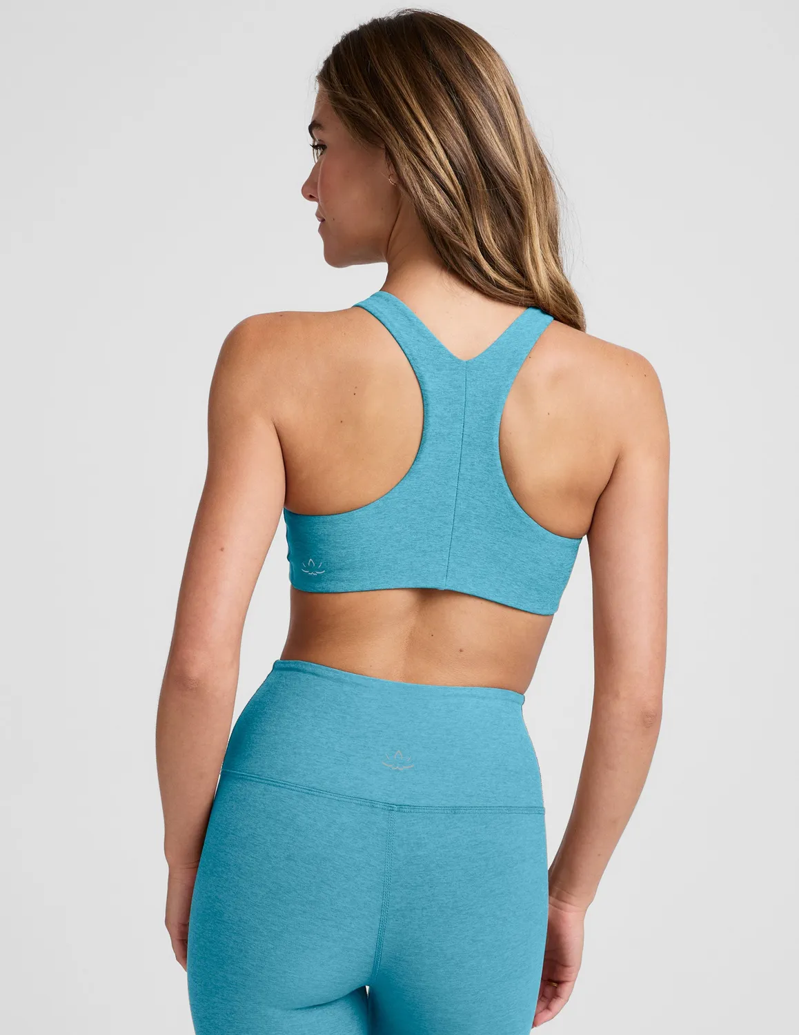Beyond Yoga Spacedye Refocus Bra träningsbh Surfer Blue Heather