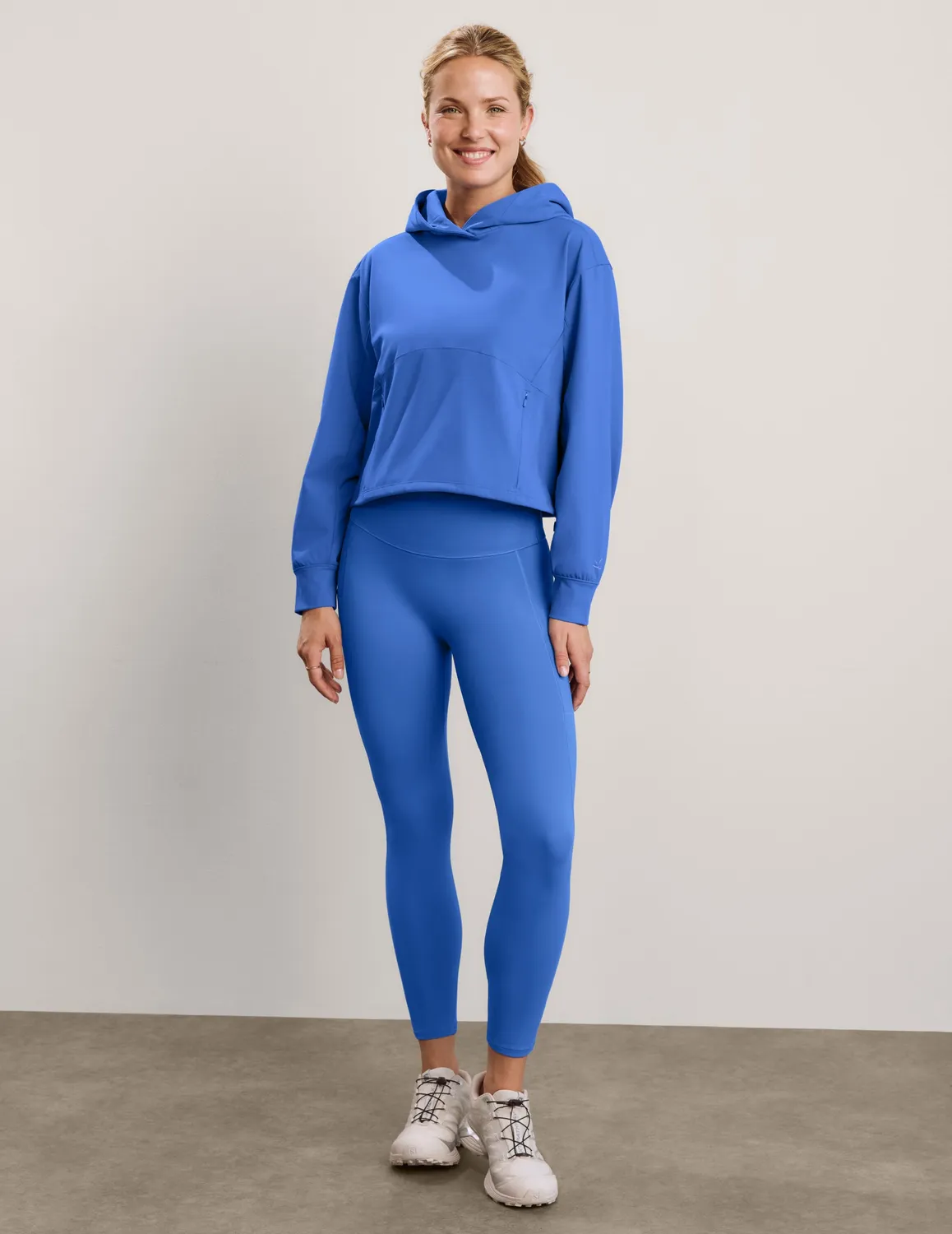 Beyond Yoga Pacer Fleece-Backed hoodie blå borstad insida