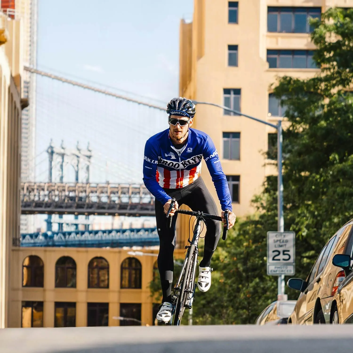 Giordana Brooklyn långärmad cykeltröja blå borstad