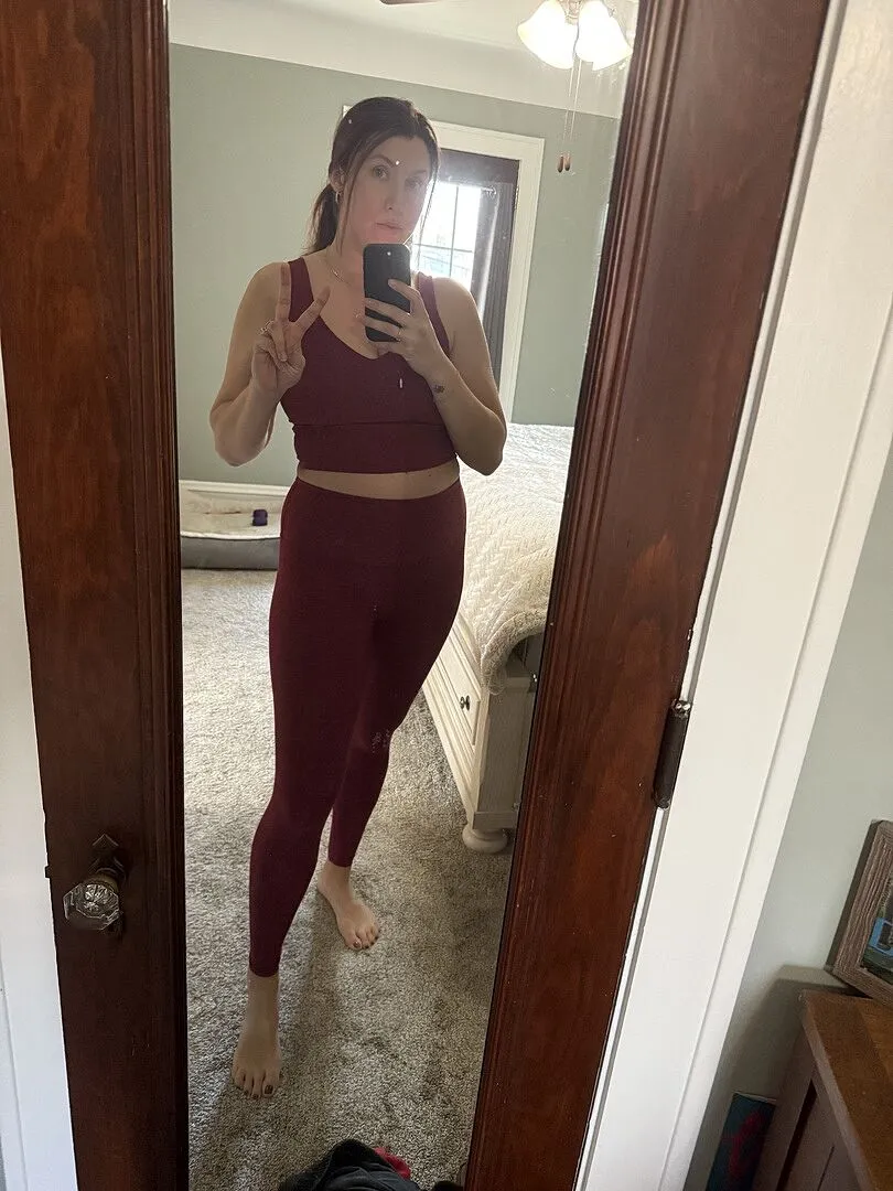 Beyond Yoga Spacedye Vitalize Full Length leggings cabernet heather hög midja