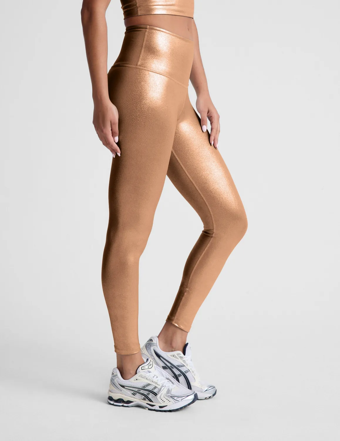 Beyond Yoga Liquid Foil Copper leggings koppar midi hög midja