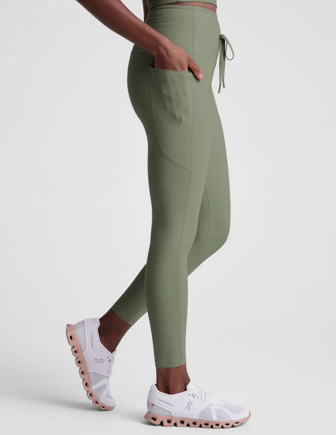 Beyond Yoga Spacedye Go Pocket Midi tights grågrön fickor