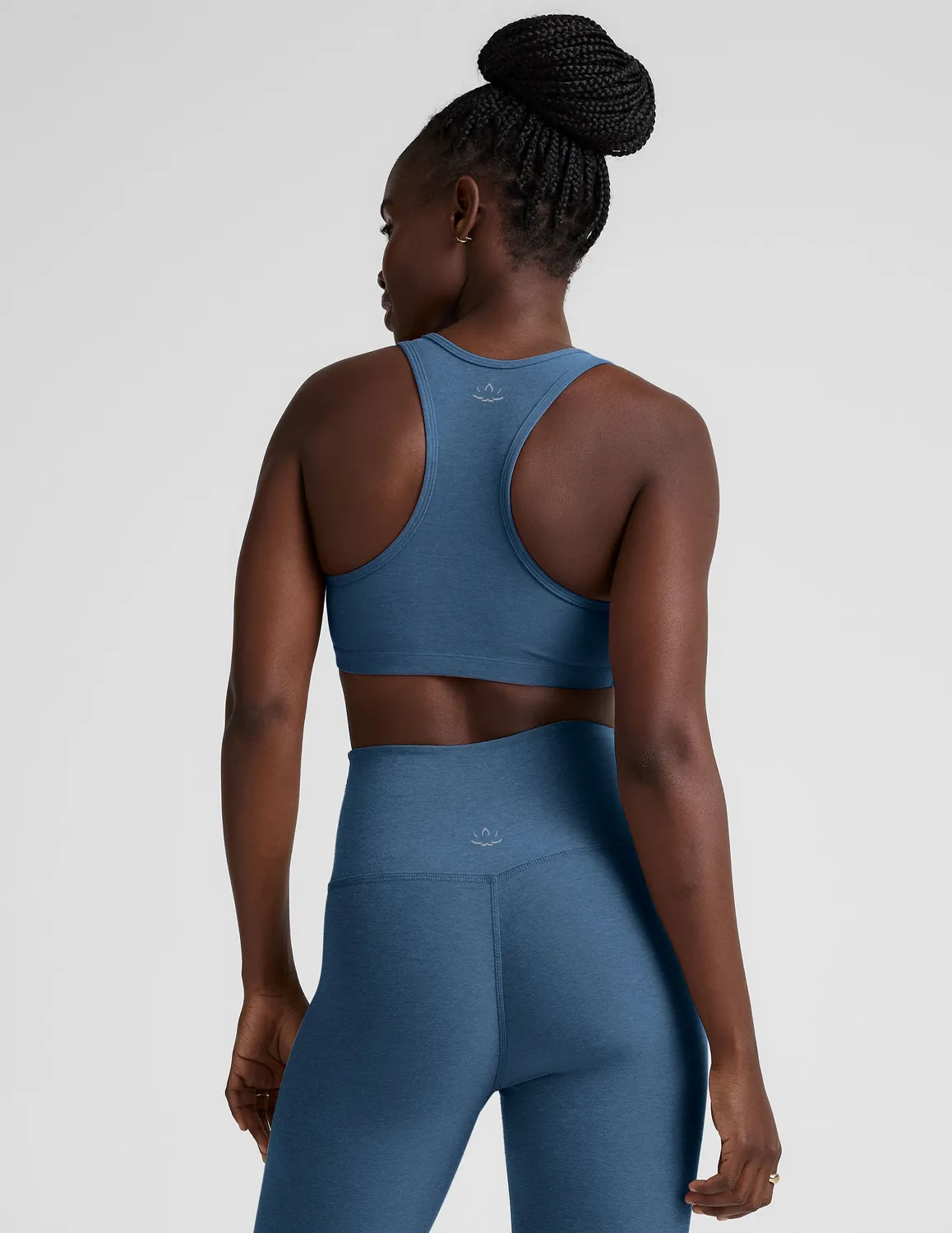 Beyond Yoga Spacedye Lift Your Spirits sportbh Washed Denim 1X-4X