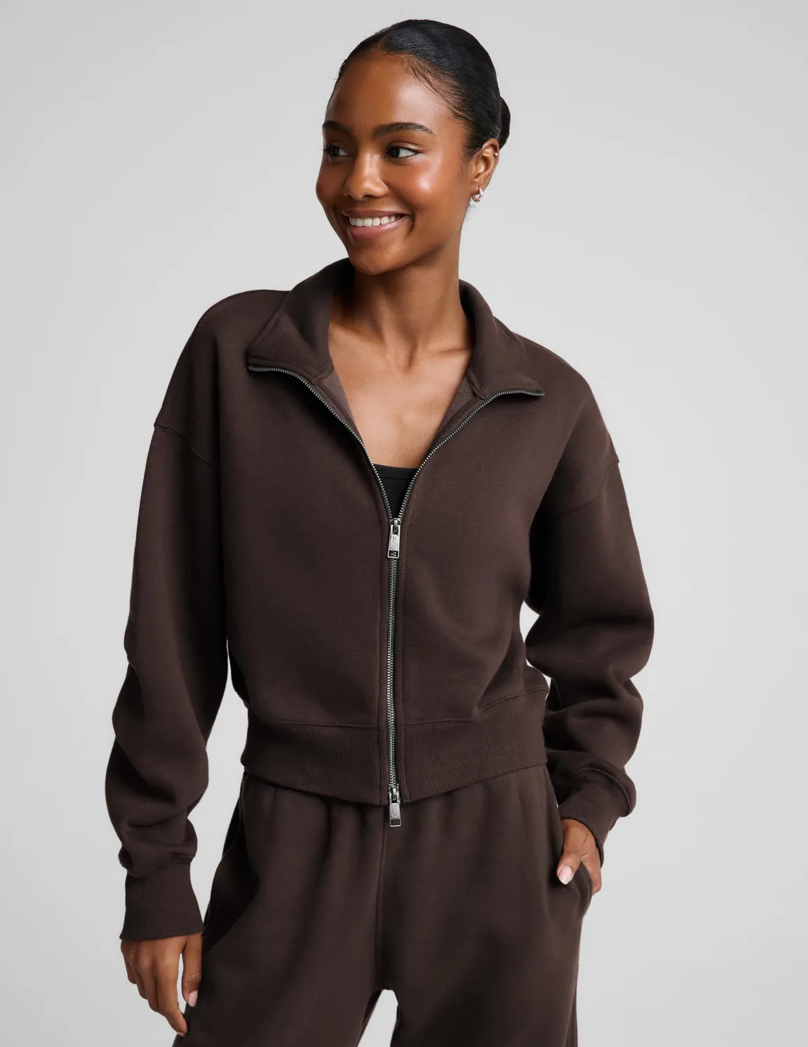Beyond Yoga LuxeFleece 2.0 Double Zip Jacket Jacka Dark Chocolate