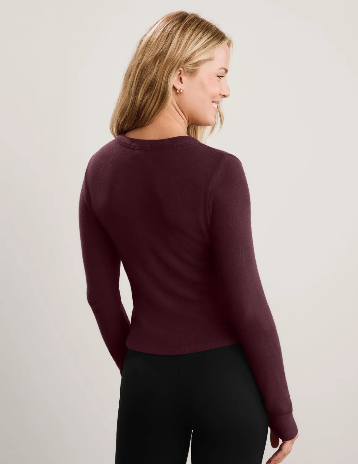 Beyond Yoga LuxeLayer Fitted Cardigan kofta Cabernet figurnära