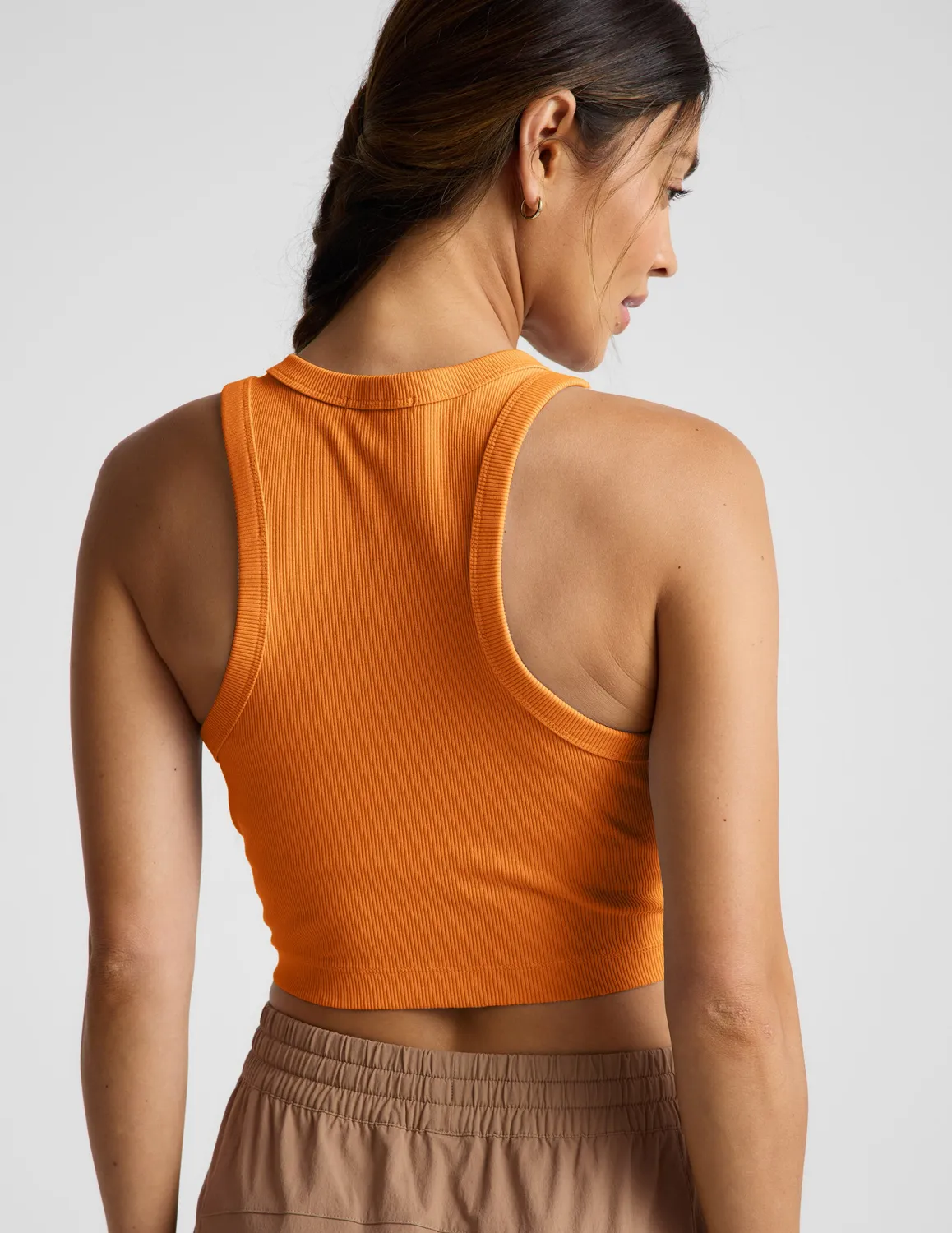 Beyond Yoga On Repeat Rib High Neck linne citrus bomull