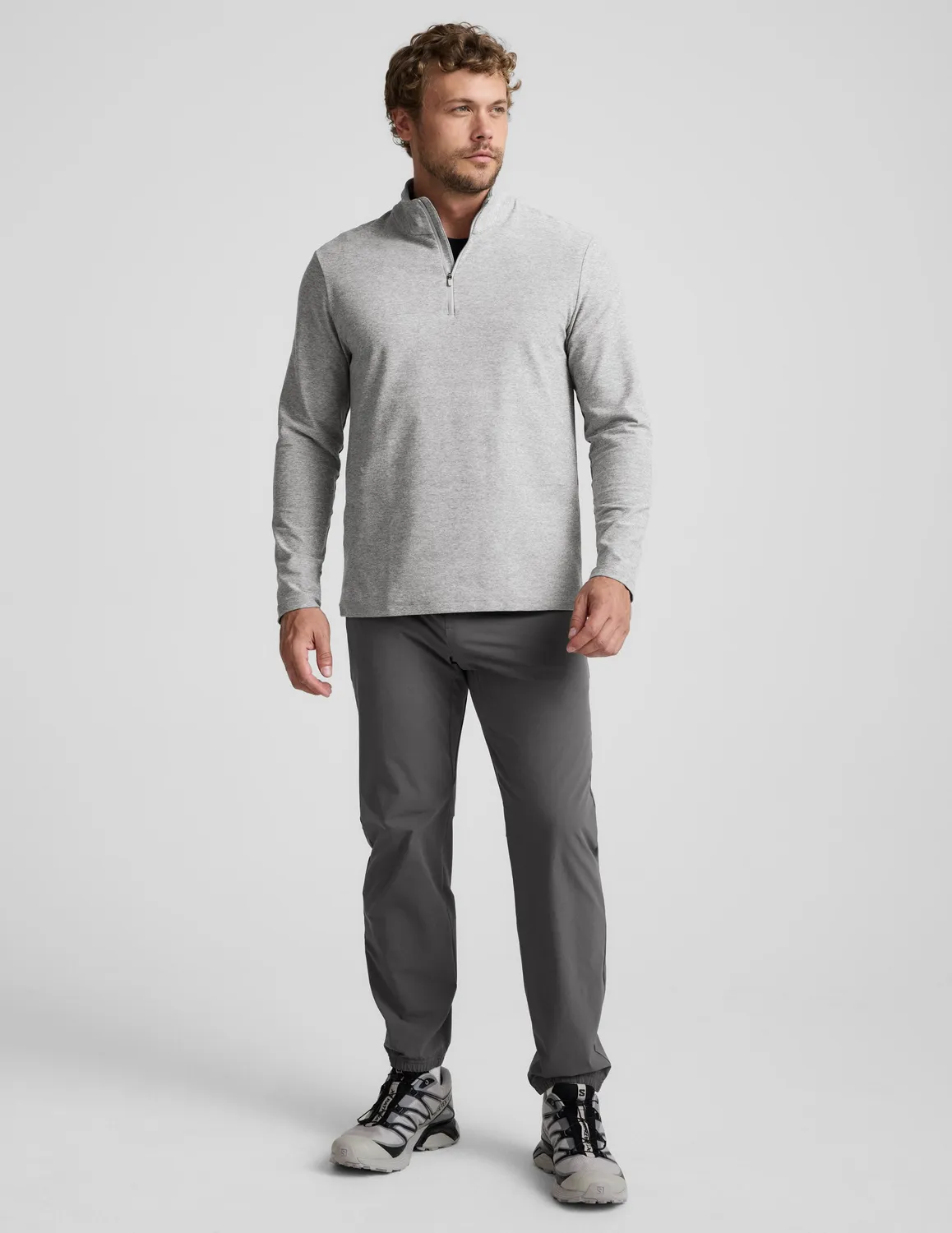Beyond Yoga Spacedye Terrain quarter zip tröja Silver Mist slim fit