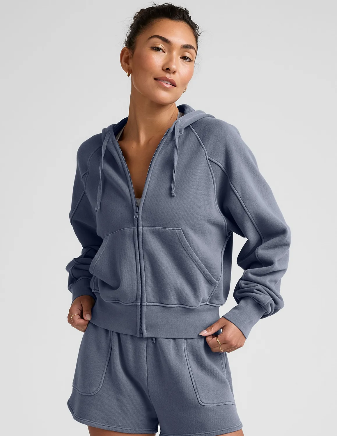 Beyond Yoga Cali Zip Up Hoodie hoodie washed blue dragkedja