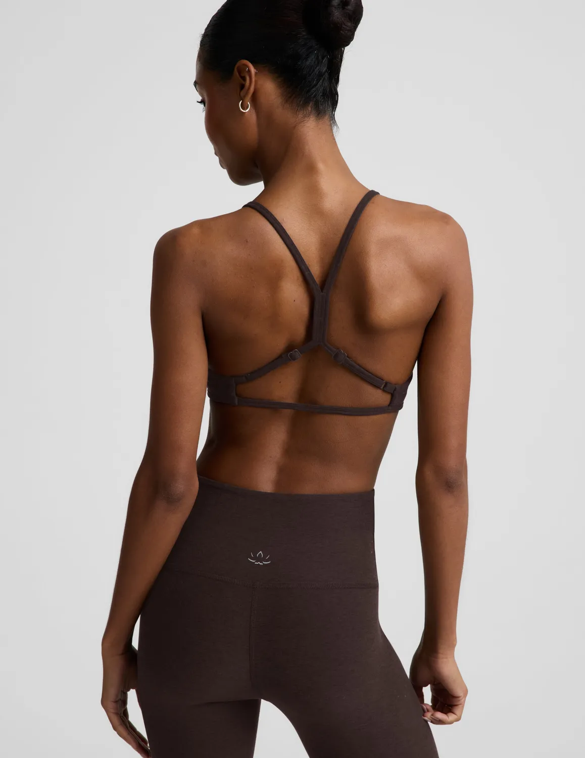 Beyond Yoga Spacedye Minimal Bra sport-bh Dark Chocolate Heather lätt stöd