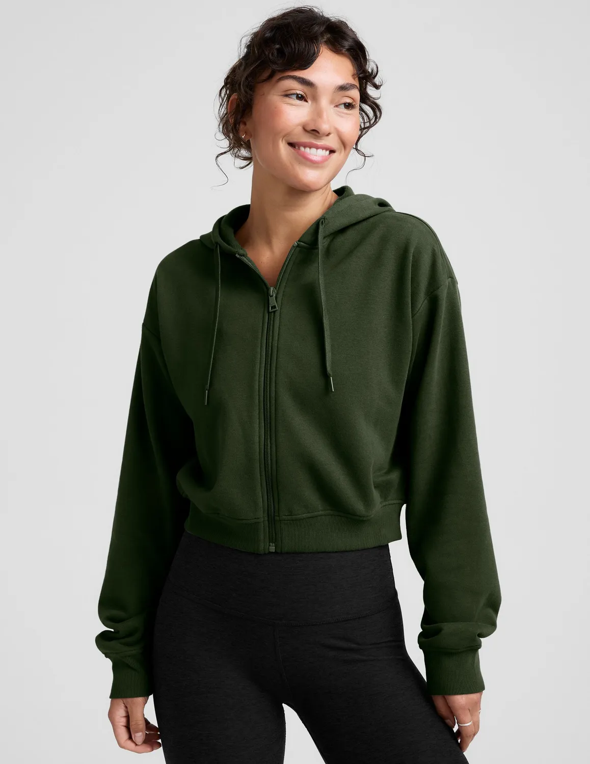 Beyond Yoga LuxeFleece Zip Up Hoodie hoodie Dark Olive avslappnad