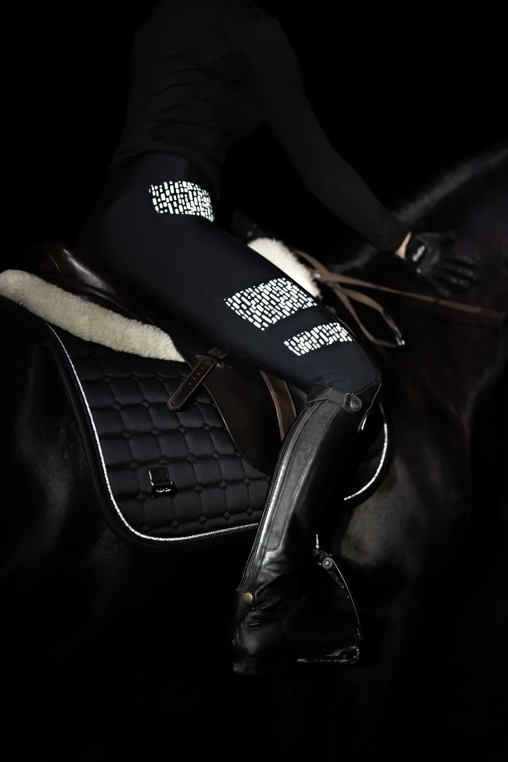 ZacZess Reflective ridleggings svart Full Grip hög midja