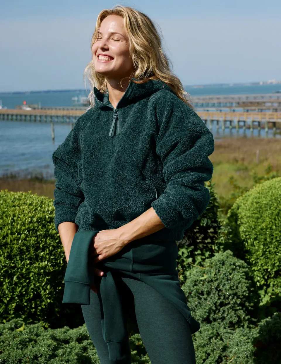 Beyond Yoga Unity 1/4 Zip Hoodie hoodie Dark Ivy bouclé