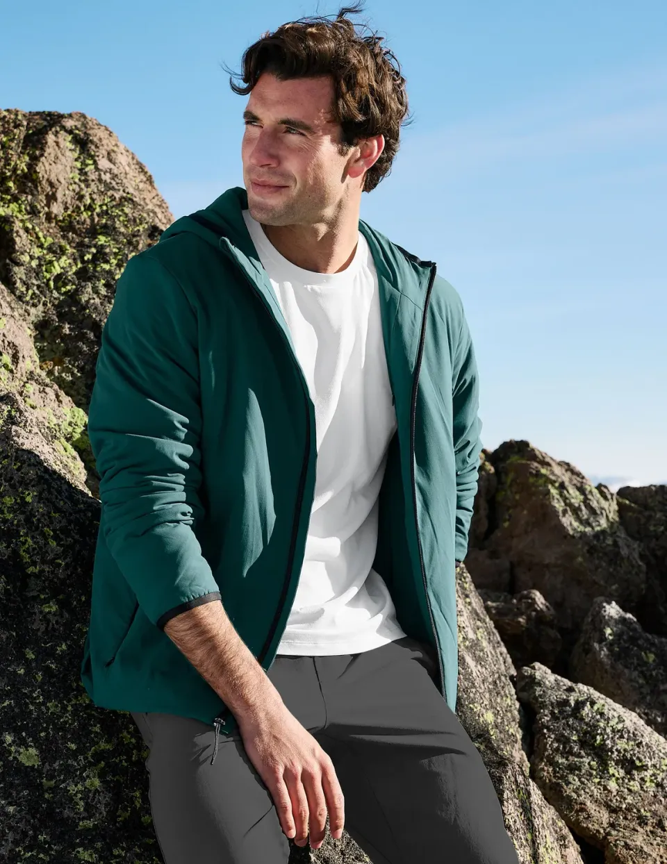 Beyond Yoga In Flight Insulated Men's Hooded Jacket jacka grön