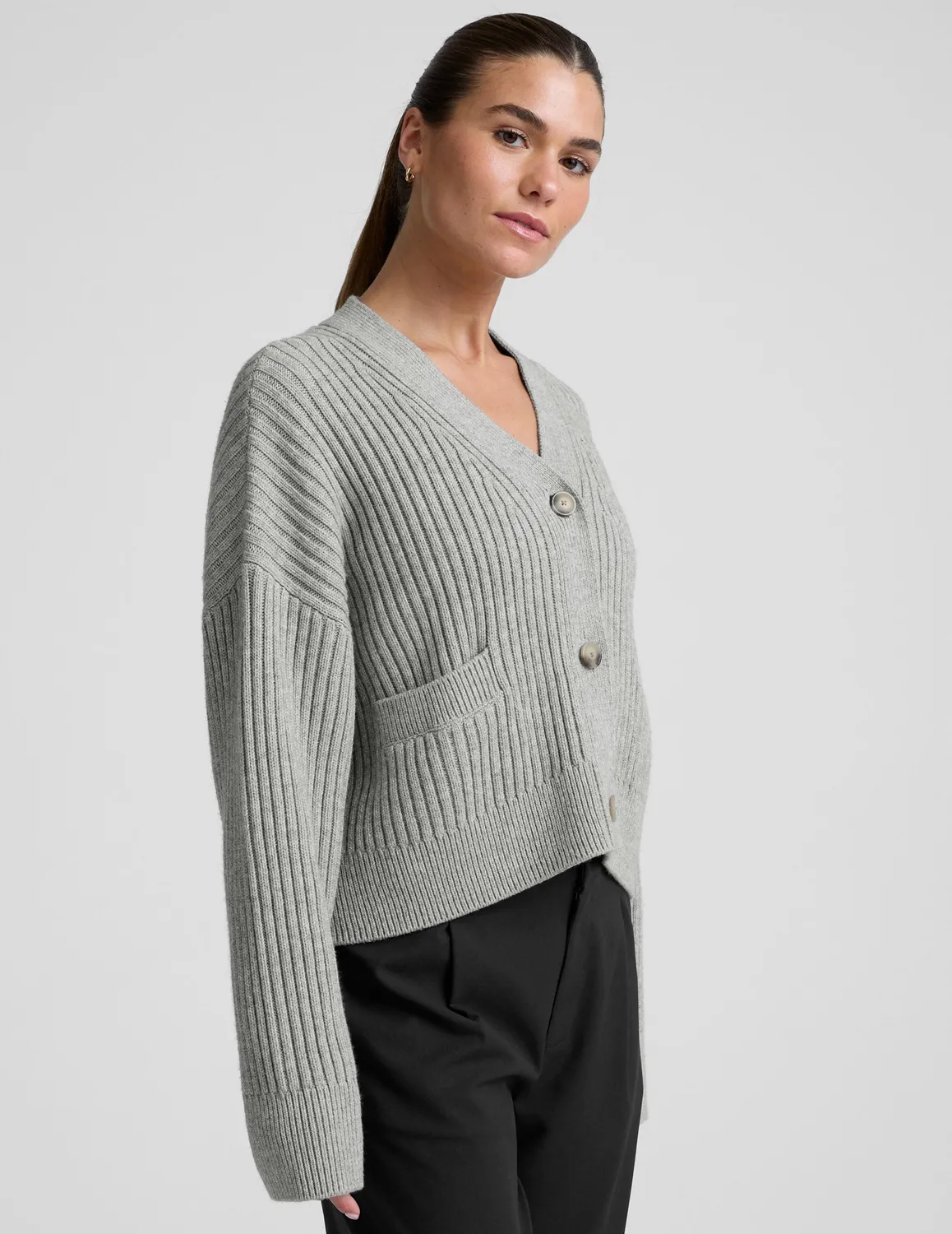 Beyond Yoga Wool Blend Cardigan kofta Gray Heather ullmix