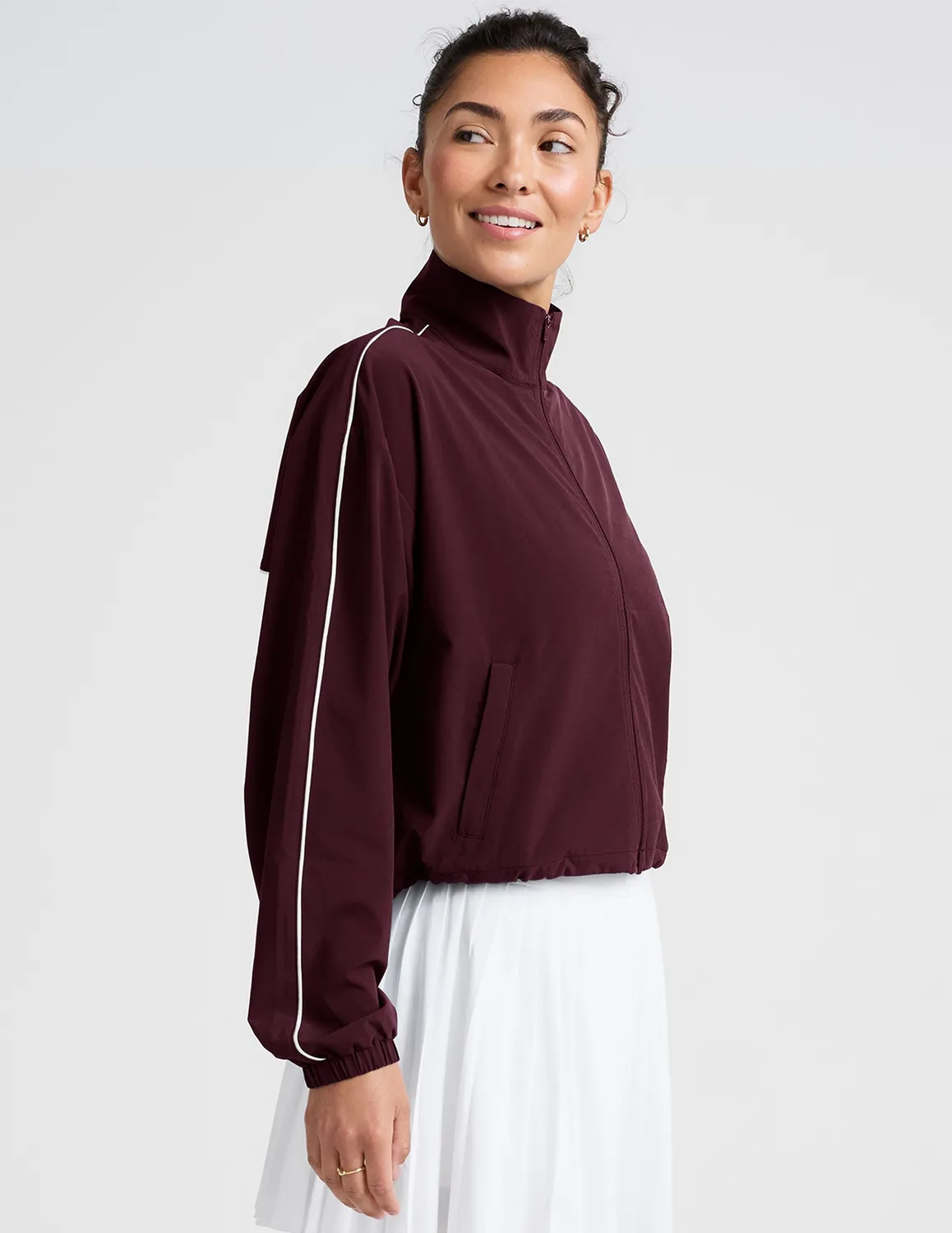 Beyond Yoga Track Jacket träningsjacka Dark Cherry lätt stretch