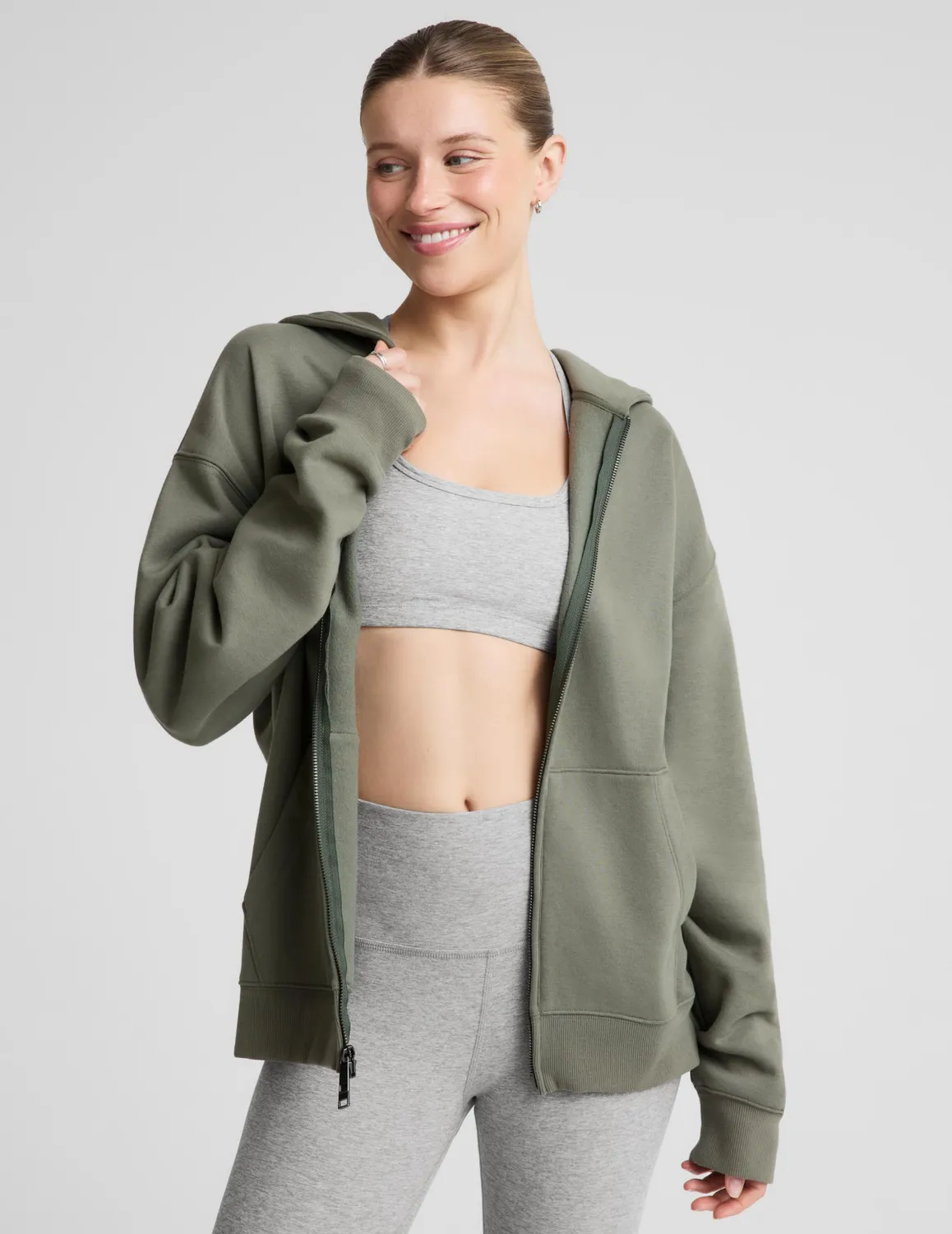 Beyond Yoga LuxeFleece Full Zip hoodie dusk basil fleece