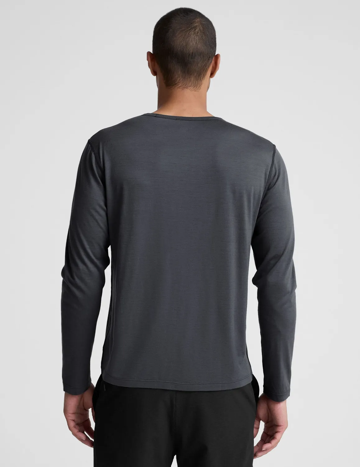 Beyond Yoga Merino Wool Men's Long Sleeve Crew tröja Obsidian Slate