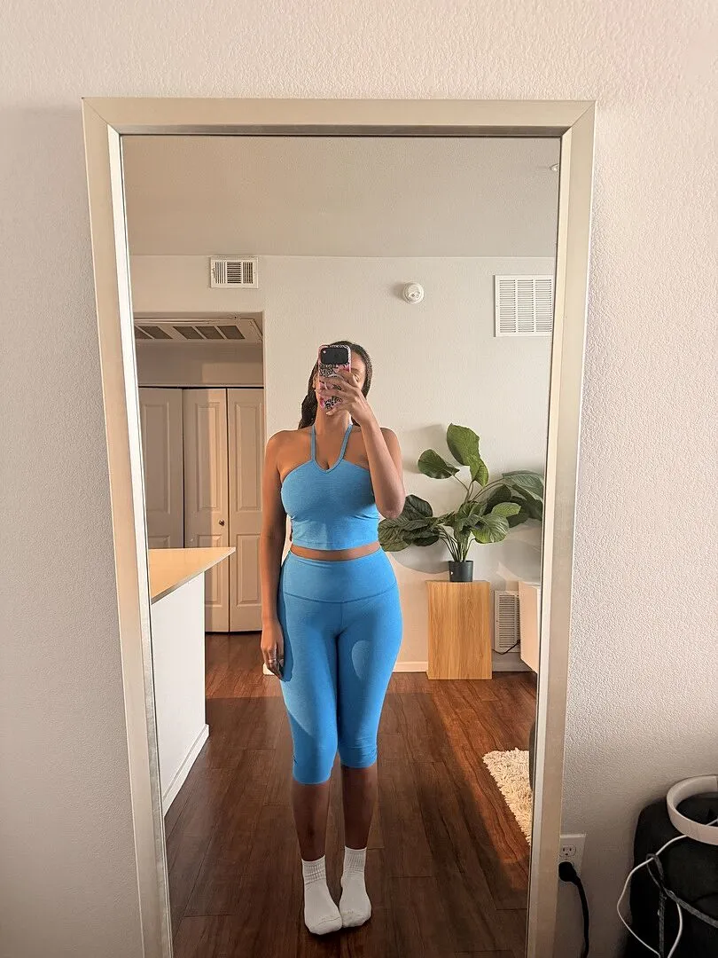 Beyond Yoga Spacedye Pedal Pusher High Waisted leggings Malibu Lagoon Heather