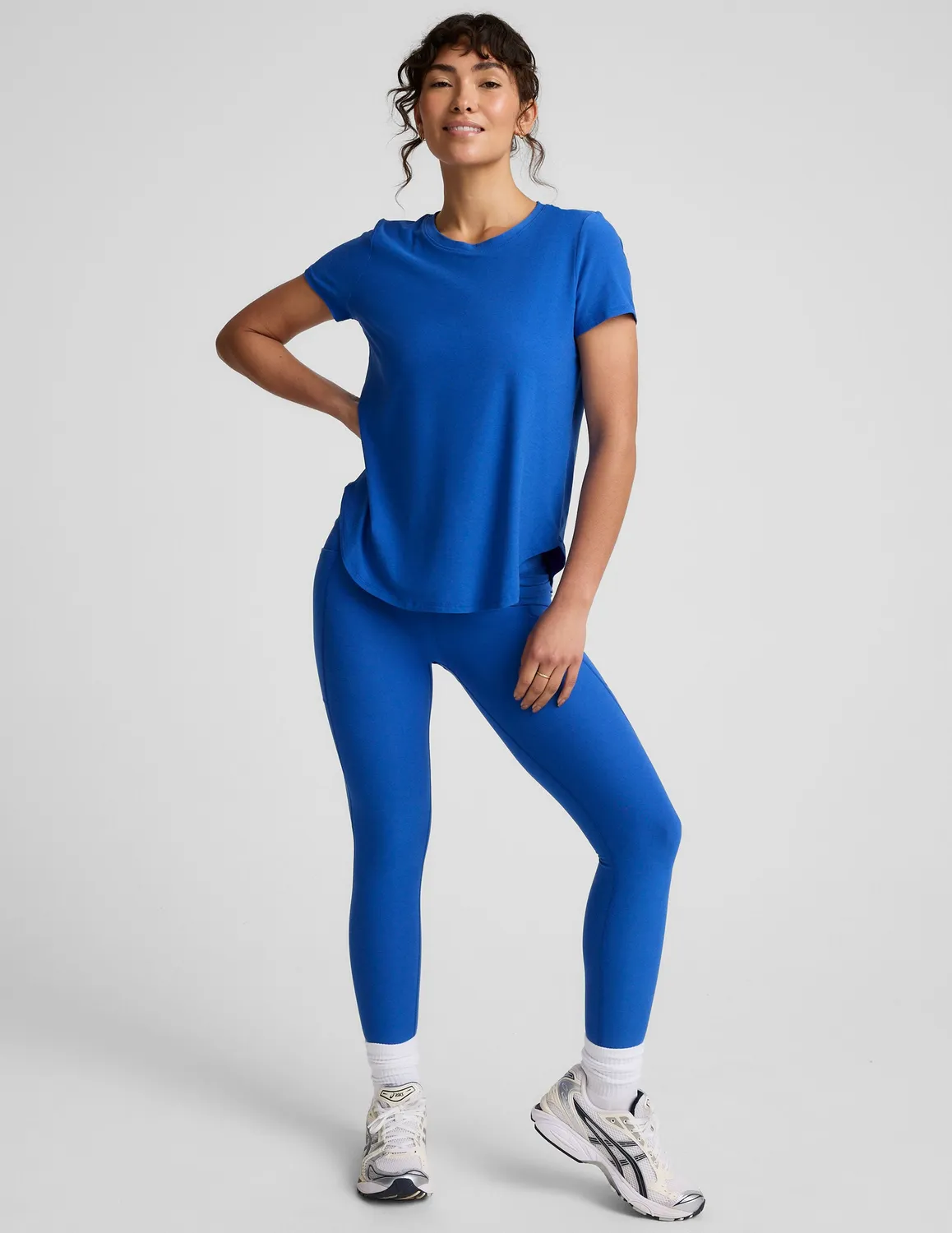 Beyond Yoga Featherweight On The Down Low T-shirt Court Blue avslappnad