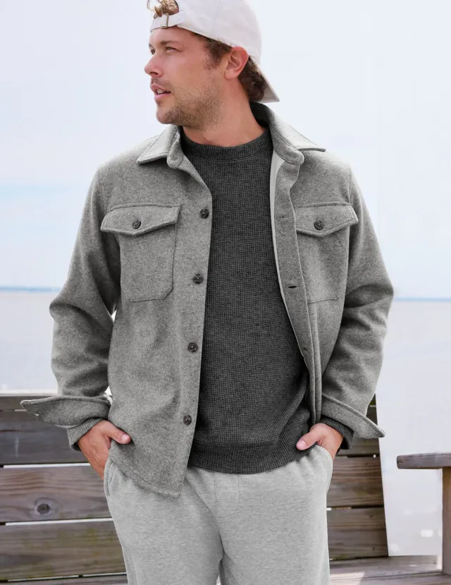 Beyond Yoga Day to Night Wool skjortjacka herr grå XS-2XL ull