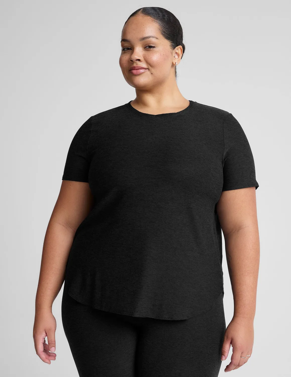 Beyond Yoga Featherweight On The Down Low t-shirt Darkest Night