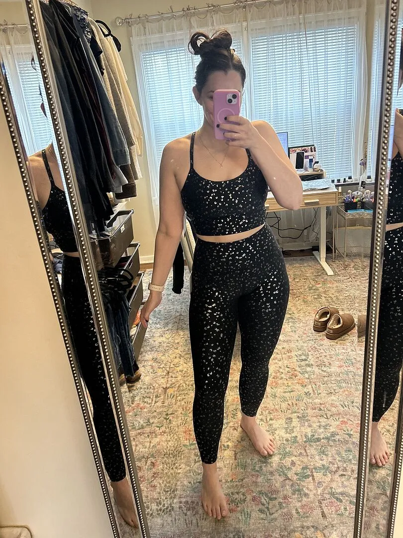 Beyond Yoga SoftShine High Waisted Midi Legging tights Black Gold Mini Moons