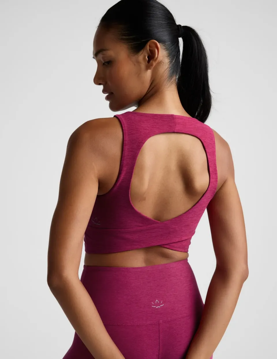 Beyond Yoga Spacedye Twister Cropped Tank croptop Sangria Heather bh