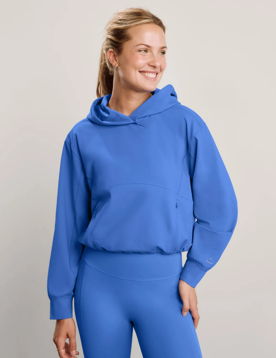 Beyond Yoga Pacer Fleece-Backed hoodie blå borstad insida