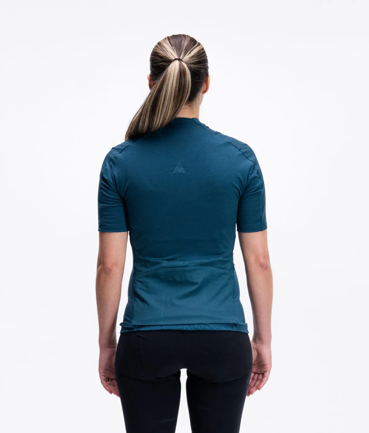 7MESH Ashlu Merino kortärmad cykeltröja Deep Sea merinoull