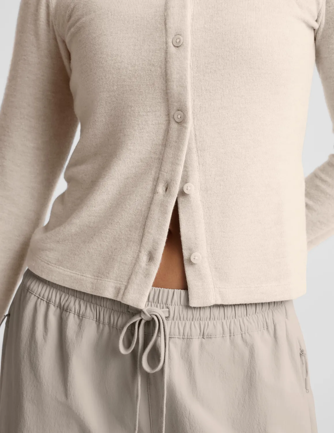 Beyond Yoga LuxeLayer Fitted Cardigan kofta Oatmeal Heather figurnära