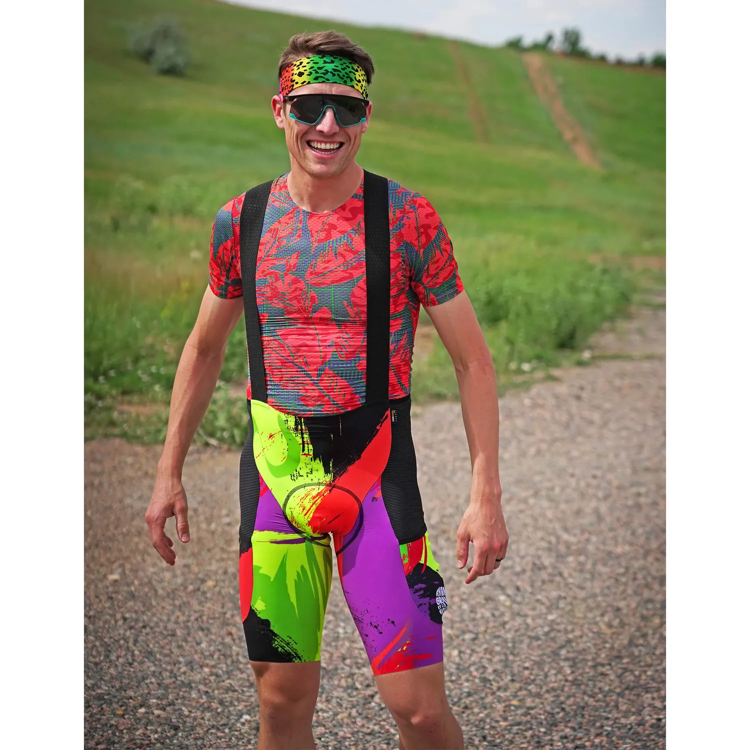 Giordana Beyond Gravel TGIF bibshorts grey scribble cargo