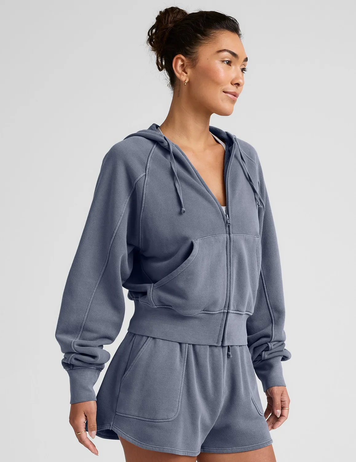 Beyond Yoga Cali Zip Up Hoodie hoodie washed blue dragkedja