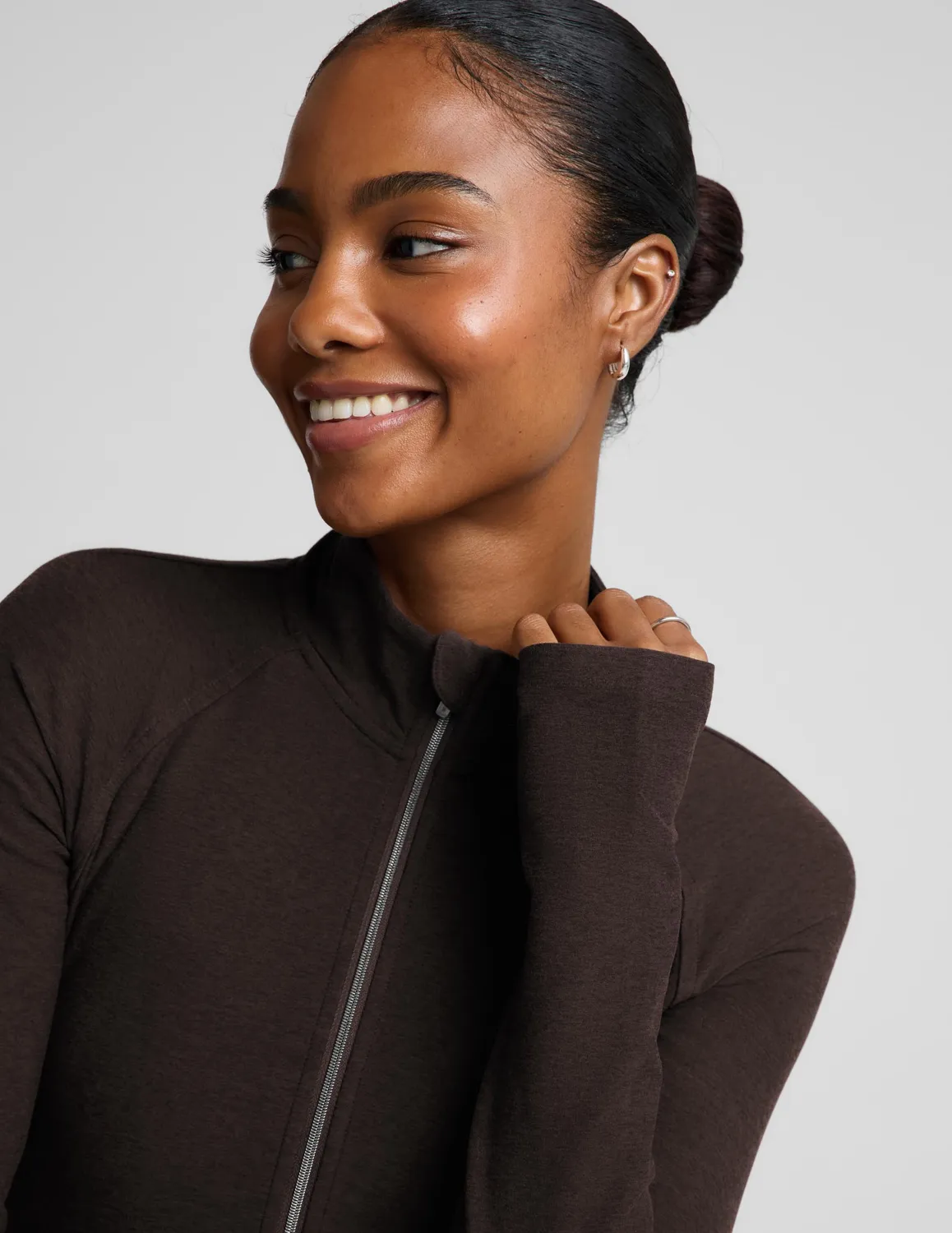 Beyond Yoga Spacedye High Definition Jacket träningsjacka Dark Chocolate