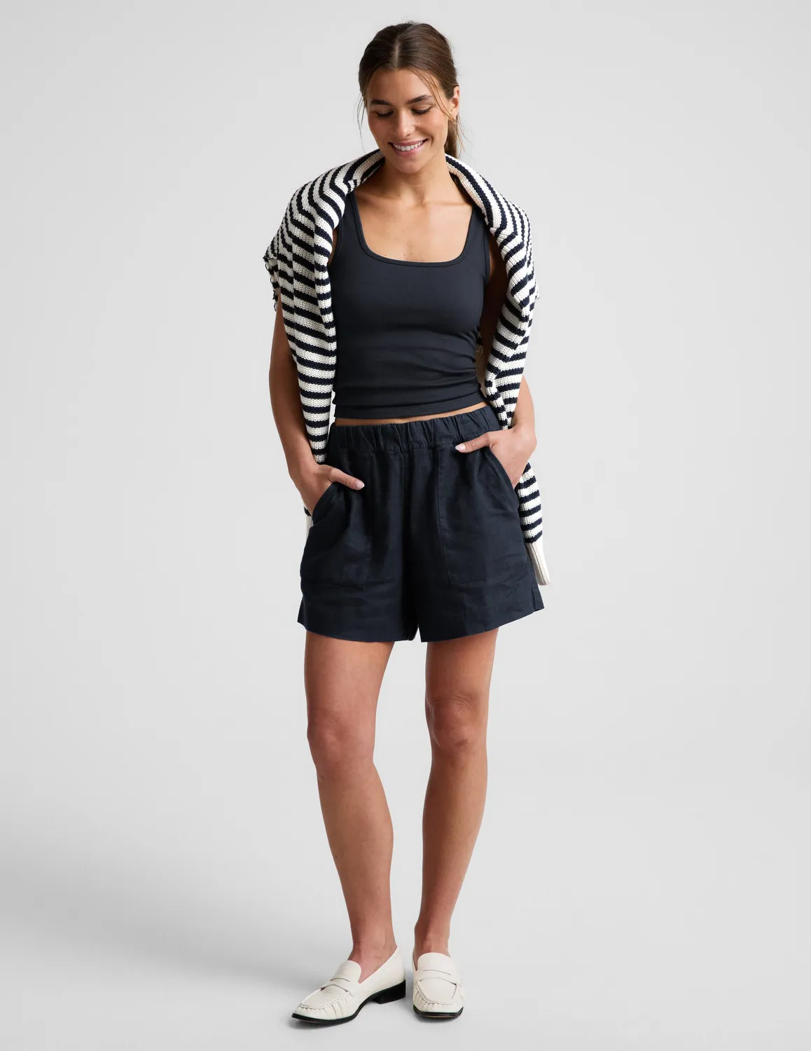 Beyond Yoga Keep It Cool Midlength Tank linne Nocturnal Navy UPF50
