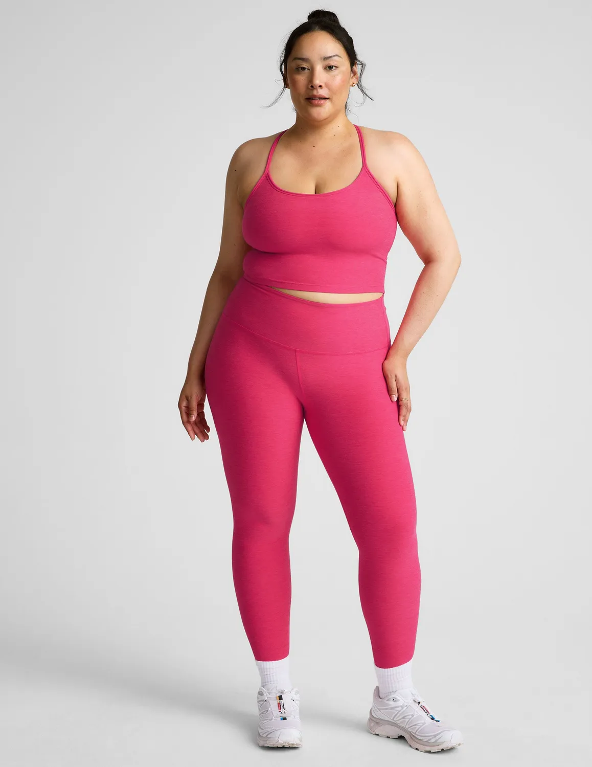 Beyond Yoga Spacedye Slim Racerback Cropped Tank linne Vivid Pink