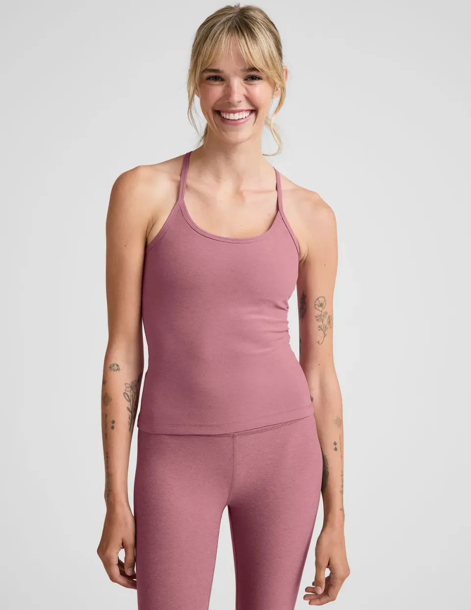 Beyond Yoga Spacedye Slim Racerback Tank linne Orchid Blossom Heather inbyggd bh
