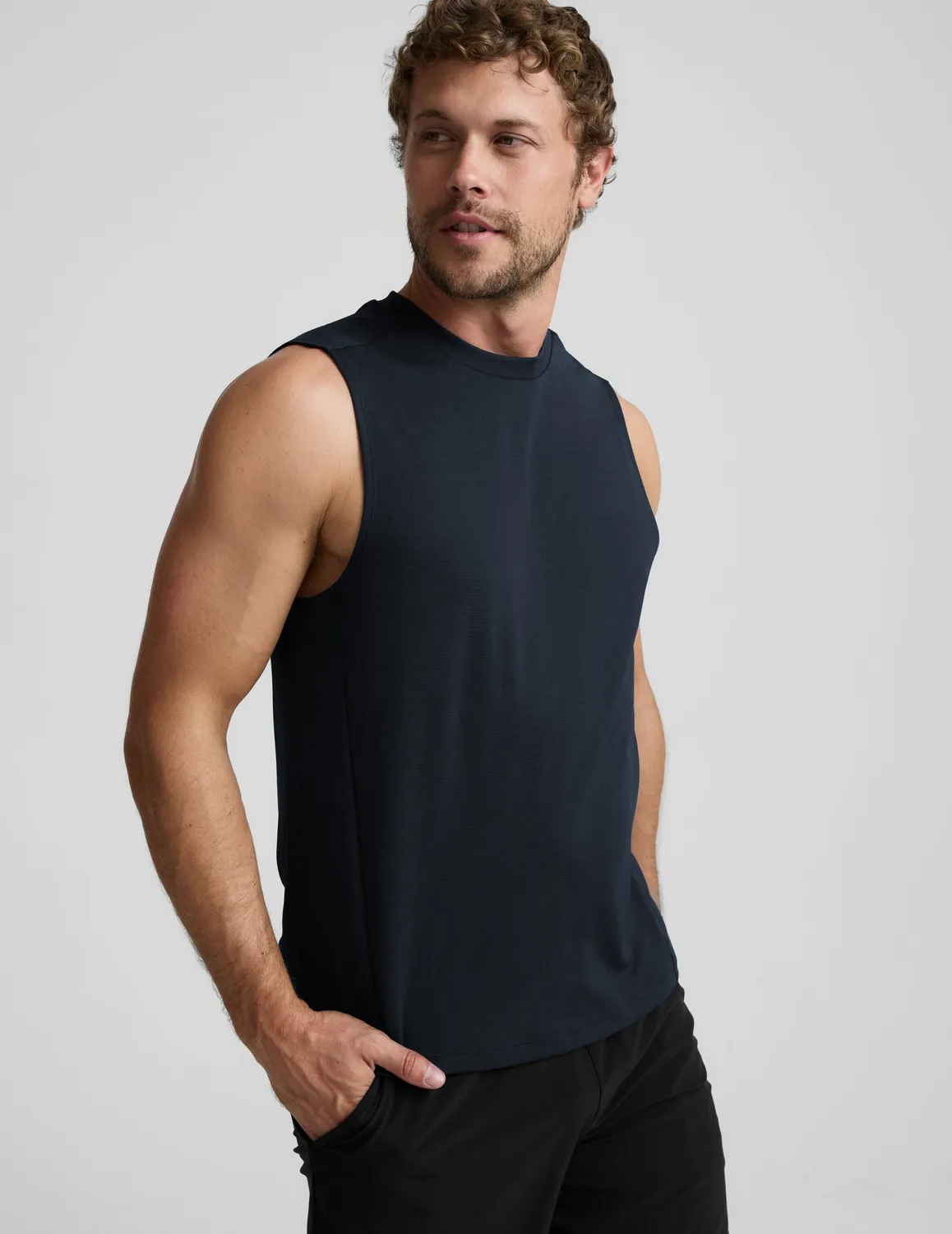 Beyond Yoga All In Active Tank träningslinne Nocturnal Navy slim fit