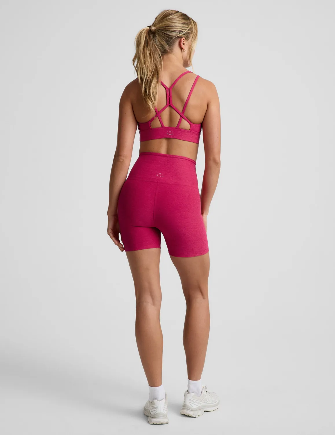 Beyond Yoga Spacedye Keep Pace 5" bikershorts Berry Red röd melerad